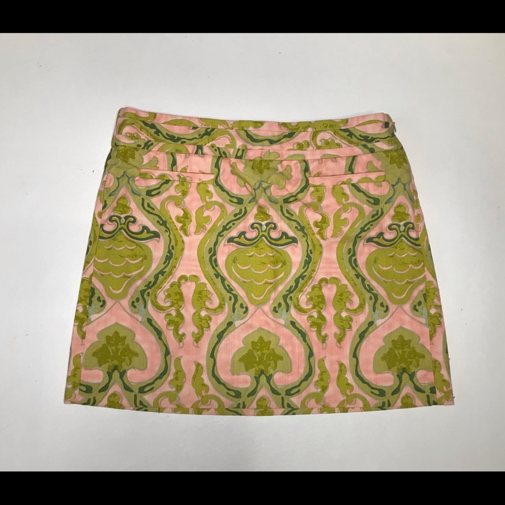 J. Crew Pink and Green Mini Skirt size 4